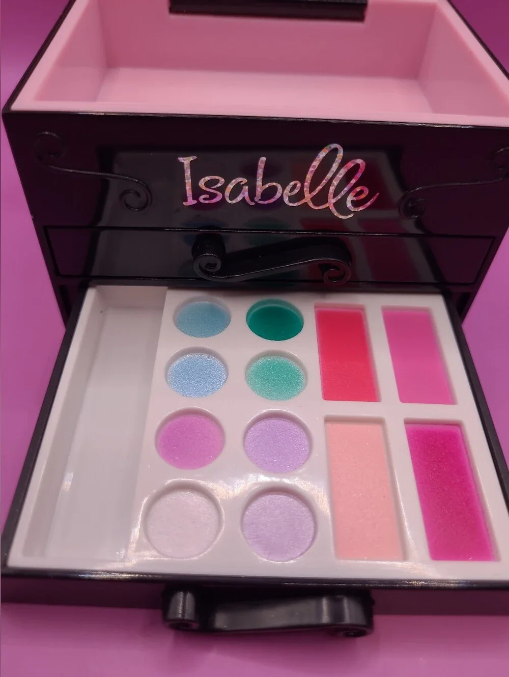 American Girl Isabelle's Black MAKEUP CASE Makeup Set Jewelry Box for Doll READ